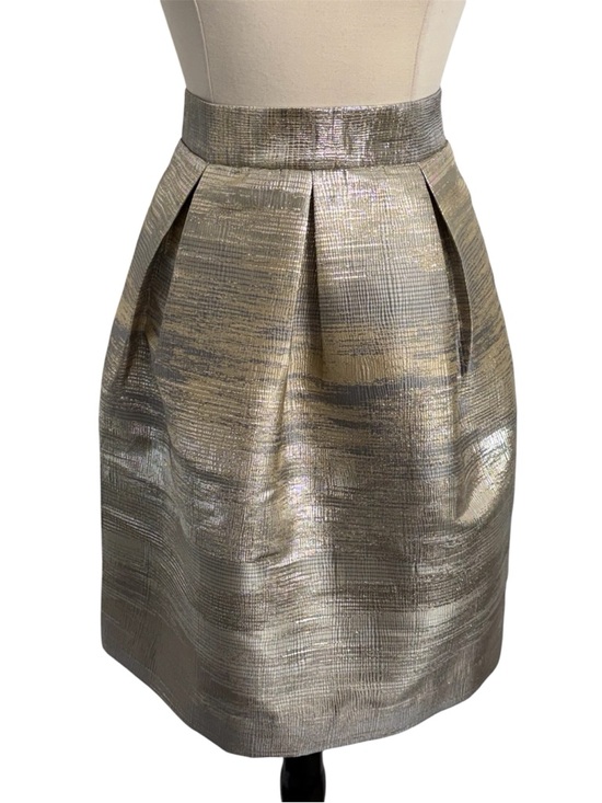 Simply Styled Dresses & Skirts - Simply Styled Petite Women's Jacquard A-Line Skirt, Metallic Gold&Silver Shimmer